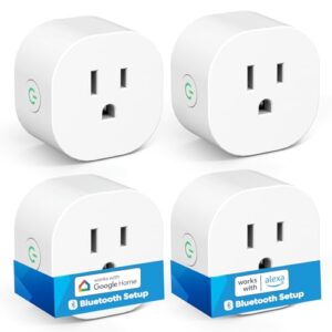 meross smart plug mini, 15a wifi bluetooth outlet socket compatible with alexa, google assistant, voice & app remote control, timer, offline control, etl fcc certified 4 pack, 2.4g only