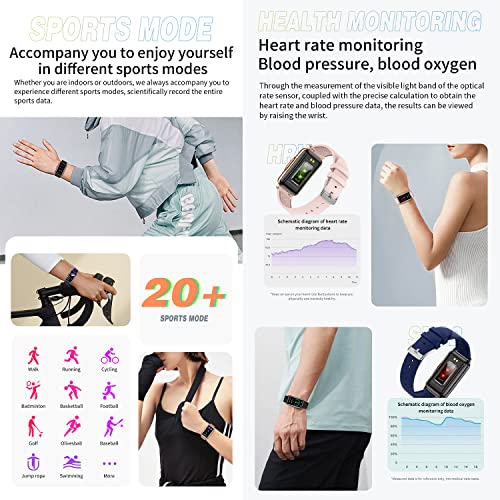 FORSINING Smart Watch Heart Rate Blood Oxygen Monitor 1.47" for Women Men Speed Measurement Sleep Tracker IP67 Waterproof for Android iOS Phones, Black Black