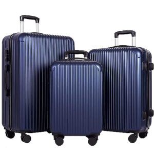 cyoidai givimo 3 piece luggage set pc + abs lightweight hard shell suitcase set with double spinner wheels tsa lock, set of 3 (20/24/28)