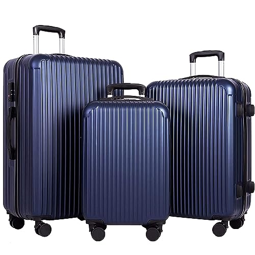 CYOIDAI GIVIMO 3 Piece Luggage Set PC + ABS Lightweight Hard Shell Suitcase Set with Double Spinner Wheels TSA Lock, Set of 3 (20/24/28)