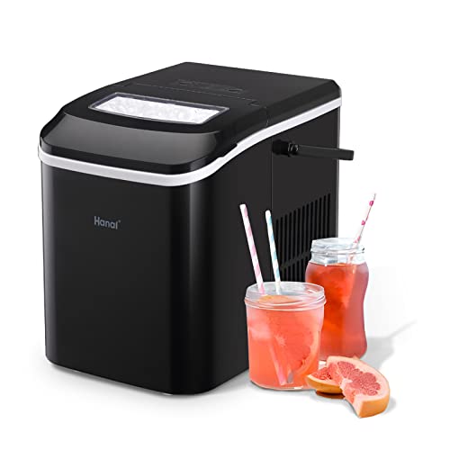 Ice Maker Countertop Portable Ice Maker 9 Cubes Ready in 7-8Mins, 26.5lbs in 24Hours, Ice Maker Machine with Ice Scoop and Basket, Electric Ice Maker Countertop for Home Kitchen Bar Party Black