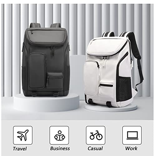 TANGCORLE Travel Laptop Backpack for Men Women Waterproof Business Work Bag Casual Computer daily backpacks (White)