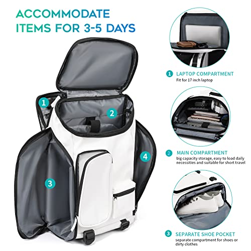 TANGCORLE Travel Laptop Backpack for Men Women Waterproof Business Work Bag Casual Computer daily backpacks (White)