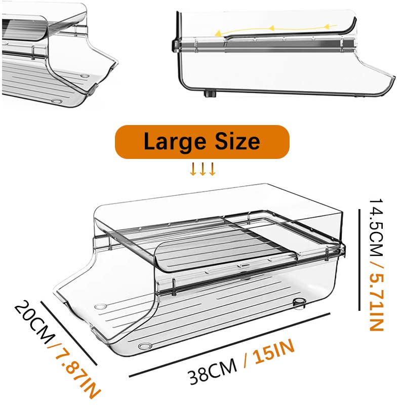 2-layer Auto Rolling Down Soda beer Can Storage Box,Upgrade 2-Layers Foldable Automatic Rolling Drink Organizer for Fridge, Clear Plastic Canned Pantry Storage Holds(1 Pack)