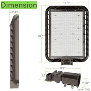 Glitgate 300W LED Parking Lot Light, 45000LM 5000K Adjustable Slip Fitter Mount Street Light with Dusk to Dawn Photocell, 100-277V IP65 Waterproof Commercial Area Lighting