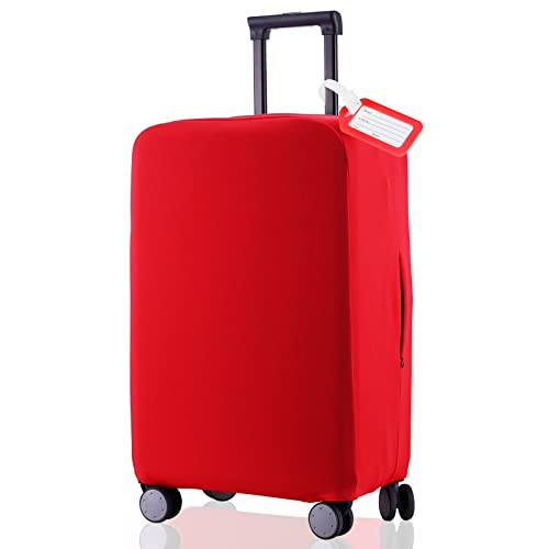 RainVillage Travel Luggage Cover Suitcase Protector Scratch-Resistant Fit 19-31 Inch Suitcase, Not Included Suitcase (Red, S(19-21 inch))