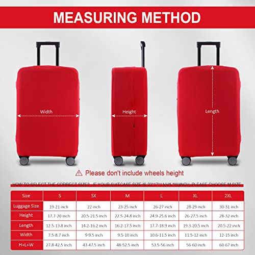 RainVillage Travel Luggage Cover Suitcase Protector Scratch-Resistant Fit 19-31 Inch Suitcase, Not Included Suitcase (Red, S(19-21 inch))