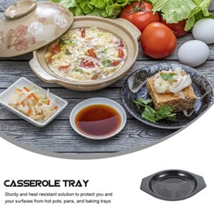 Home Decor Home Decoration 2Pcs Melamine Korean Cooking Stone Bowl Trivet Dolsot Ttukbaegi Stone Bowl Tray Hot Pot Mat for Bibimbap Korean Food and Soup 23.5X20X2.5CM Home Decor Plastic Tray