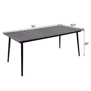 Sumshadow Patio Rectangle Dining Table, 71" x 35.1" Rectangle Outdoor Dining Table, All-Weather Table for 6, Slatted Tabletop for Patio, Lawn, Deck