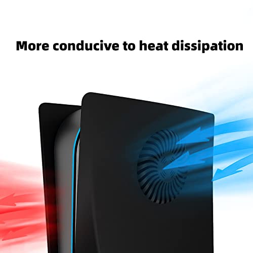 Face Plate Cover Shell with Cooling Vents for PS5 Disc Edition Console Faceplate, Playstation 5 Accessories Protective Replacement Panels (Black)