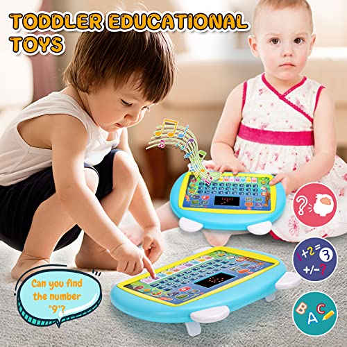 Toddler Educational Tablet Sensory Toys for Boys Age 2-4, Kids Preschool Learning Activities Games Electric Interactive Laptop with Read Spell & Talking Mode for Autism Children Birthday Presents