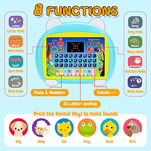 Toddler Educational Tablet Sensory Toys for Boys Age 2-4, Kids Preschool Learning Activities Games Electric Interactive Laptop with Read Spell & Talking Mode for Autism Children Birthday Presents