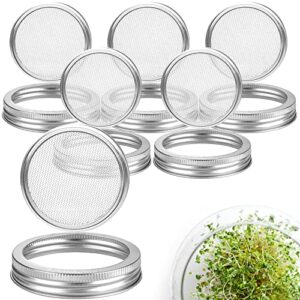 6pcs stainless steel sprouting lids – regular mouth mason jars lids for germination kit 304 stainless steel sprouting jar mesh lids for sprouts grow kit for growing broccoli mung bean sprouts alfalfa