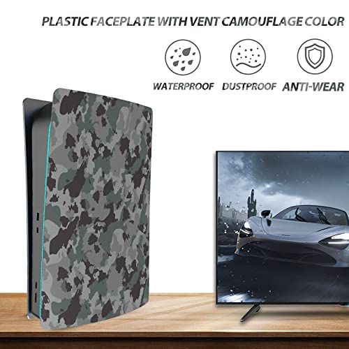 Digital Edition Face Plate Cover Shell for PS5 Console FacePlate, Playstation 5 Accessories Protective Replacement Panels (Gray Camouflage)