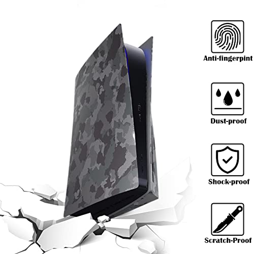 Face Plate Cover Shell for PS5 Disc Edition Console Faceplates, Playstation 5 Accessories Protective Replacement Panels (Gray Camouflage)