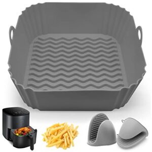 square air fryer liners silicone, 8 in 4 to 7 qt food grade reusable heat resistant silicone air fryer bowls inserts baskets pots accessories for cosori instant vortex air fryer oven microwave