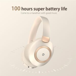 Headphones Wireless Bluetooth, 100H Playtime Active Noise Cancelling Headphones, Wireless Headphones with Microphone, Bluetooth Headphones with Deep Bass, Over-Ear Headphones with Fast Charging