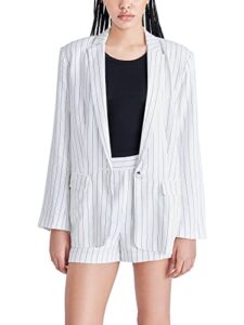 steve madden apparel women's jessa blazer, ivory stripe, large
