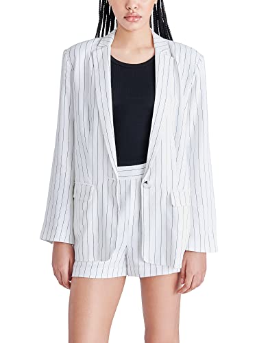 Steve Madden Apparel Women's Jessa Blazer, Ivory Stripe, Large