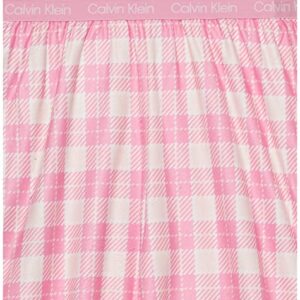 Calvin Klein Girls' Super Soft Brushed Microfleece Pajama Pant, 2-Pack, Black Heart/Pink Plaid, S