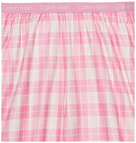 Calvin Klein Girls' Super Soft Brushed Microfleece Pajama Pant, 2-Pack, Black Heart/Pink Plaid, S