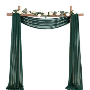 socomi wedding arch draping fabric 2 panels 29" x 19ft emerald green sheer chiffon curtain drapes 6 yards for wedding ceremony birthday party decoration