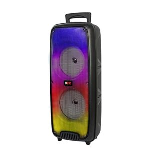 QFX LMS-66 TWS Bluetooth Rechargeable Portable Speaker with Dual 6.5" Speakers, EDR Communication, and Liquid Motion Party Lights