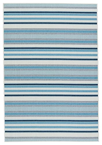 Jaipur Living Vibe Lloria 2'X3' Area Rug, Coastal Blue for Outdoor Spaces.