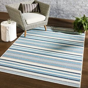 Jaipur Living Vibe Lloria 2'X3' Area Rug, Coastal Blue for Outdoor Spaces.