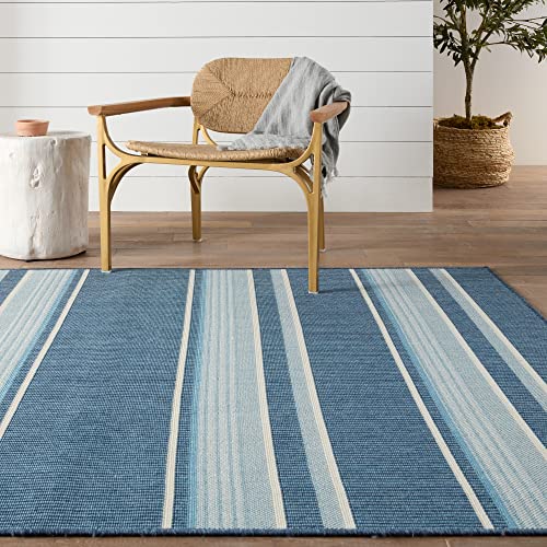 Jaipur Living Vibe Devato 2'6"X8' Area Rug, Coastal Blue for Outdoor Spaces