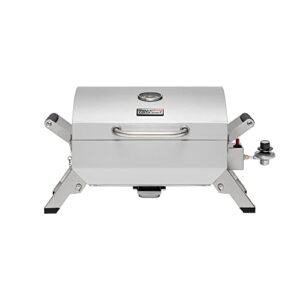 grills house stainless steel portable grill with two handles and travel locks, tabletop propane gas grill with folding legs, 10000 btu, for picnic cookout, gt2001, silver