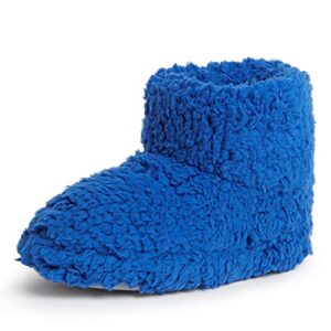 dearfoams tate washable fuzzy bootie slipper, olympic blue, 13 us unisex big kid