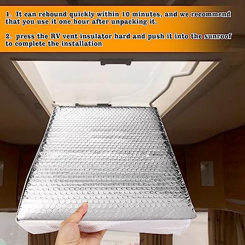 YUNVI RV Vent Insulator 14 x 22 x 3” RV Skylight Covers, Non-slip RV Vent Pillow Camper Skylight Shade with Reflective Surface for Vent Inside Camper Trailer