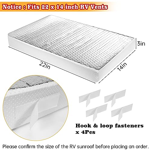 YUNVI RV Vent Insulator 14 x 22 x 3” RV Skylight Covers, Non-slip RV Vent Pillow Camper Skylight Shade with Reflective Surface for Vent Inside Camper Trailer