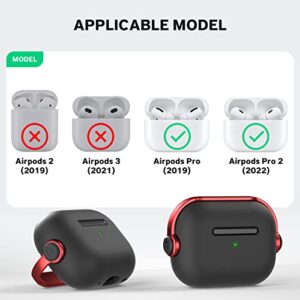 Maxjoy for AirPods Pro 2nd Generation Case Cover, AirPods Pro 2/Pro Creative Headset Earphone Protective Case with Secure Lock & Keychain Compatible with Apple Airpods Pro 2 2023 2022/Pro 2019, Red