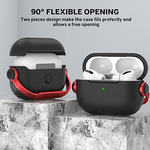 Maxjoy for AirPods Pro 2nd Generation Case Cover, AirPods Pro 2/Pro Creative Headset Earphone Protective Case with Secure Lock & Keychain Compatible with Apple Airpods Pro 2 2023 2022/Pro 2019, Red