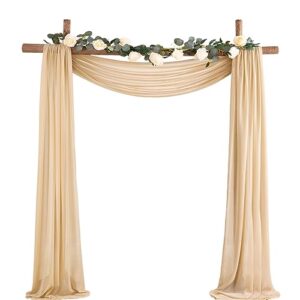 socomi wedding arch draping fabric 1 panel 29" x 19ft champagne sheer chiffon curtain drapes 6 yards for wedding ceremony birthday party decoration