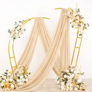 Socomi Wedding Arch Draping Fabric 1 Panel 29" x 19Ft Champagne Sheer Chiffon Curtain Drapes 6 Yards for Wedding Ceremony Birthday Party Decoration