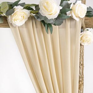 Socomi Wedding Arch Draping Fabric 1 Panel 29" x 19Ft Champagne Sheer Chiffon Curtain Drapes 6 Yards for Wedding Ceremony Birthday Party Decoration