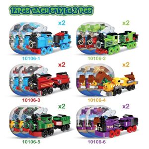 JMBricklayer Party Favors for Boys Girls, 12 in 1 Train Building Blocks Sets, Creative Mini Building Blocks Sets for Goodie Bags, Birthday Gifts,Classroom Prize
