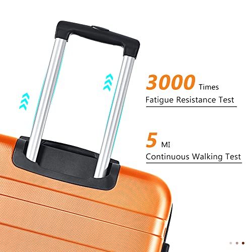 Merax 3 Piece Expandable ABS Hardshell Luggage Sets Spinner Wheel Suitcase TSA Lock Suit Case, Orange, (20/24/28)