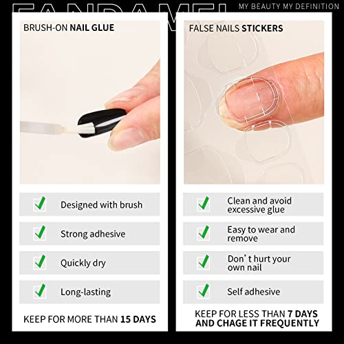 Press on Nails Short, FANDAMEI 24 Packs 576PCS Small Short Round Press on Nails, 24 Glossy Color Small Fake Nails, Glue on Nails with 7g Nail Glue, 24 Color False Nail for Small Nails and hands