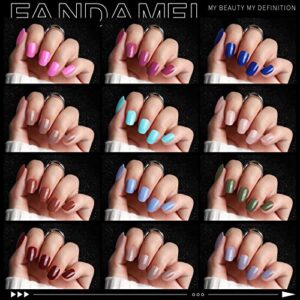 Press on Nails Short, FANDAMEI 24 Packs 576PCS Small Short Round Press on Nails, 24 Glossy Color Small Fake Nails, Glue on Nails with 7g Nail Glue, 24 Color False Nail for Small Nails and hands