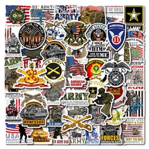 Army Stickers 52PCS Military Stickers Us Army Military Stickers and Decals Morale Scrapbooking Supplies forTeens Stickers for Laptop,Bumper,Skateboard,Water Bottles,Computer,Phone,Stickers for Kids Teens (Army)