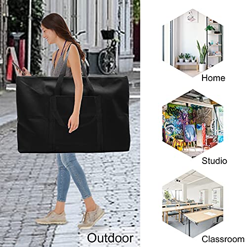 Cupohus Waterproof Art Portfolio Bag 25" x 37" for 24" x 36" Artworks with Outer Pockets and Handle, Student Carrying Storage Bag