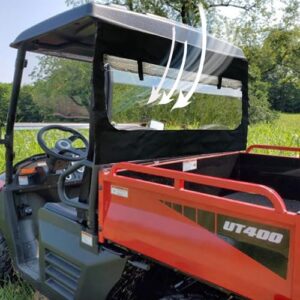 QYMOTO Hisun 400 UTV Rear Windshield,Back Window Dust Panel with Zipper Open for Hisun Sector 400, Coleman UT400,Massimo msu400