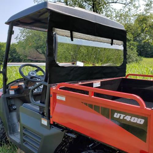 QYMOTO Hisun 400 UTV Rear Windshield,Back Window Dust Panel with Zipper Open for Hisun Sector 400, Coleman UT400,Massimo msu400