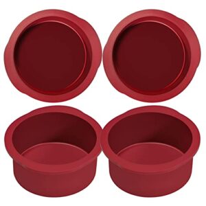 nalchios 4 inch silicone round cake pans set of 4, non-stick easy releasing mini cake pans, flexible bpa free silicone baking mold pans for layer cake, mini cake pizza, cheese cake, chocolate cake