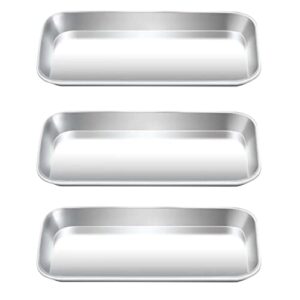 yzurbu 3pcs metal tray, stainless steel tray for tattoo supplies, resin, bathroom, lab instrument