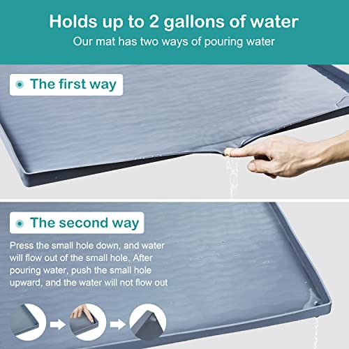 URMONA Under Sink Mat, 28'' x 22'' Under Sink Mat for Kitchen Waterproof, Silicone Under Sink Liner Drip Tray, Sink Cabinet Protector Mats for Kitchen Bathroom, Drak Grey